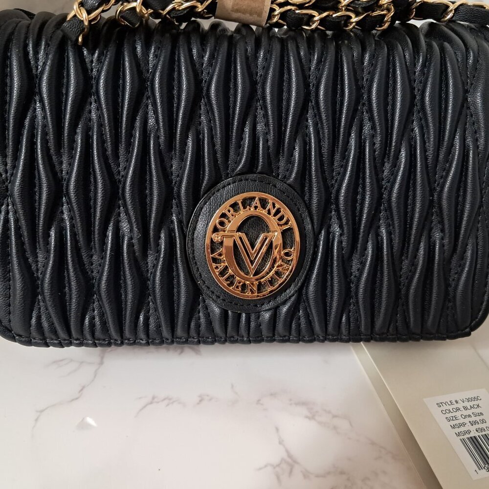 Valentino Orlandi Black Crossbody Bag with Gold Accents - Picture 2 of 5
